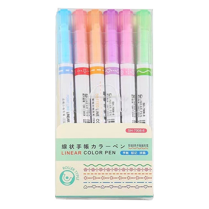 En línea rojo creativo curva pluma rodillo pluma esquema estudiante diario línea cepillo rodillo pluma gancho línea marcador pluma al por mayor