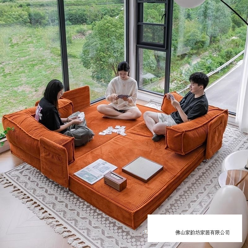 网红沙发床折叠坐卧两用小户型客厅家用双三人布艺中古风模块沙发