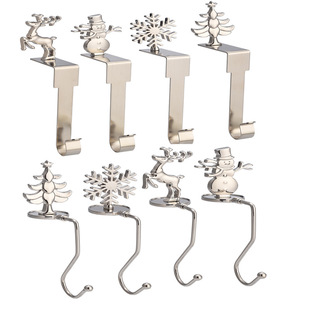 2023 E-Commerce Christmas Fireplace Hook Metal Stocking Hanging Bag Hook Snowflake Shape Decorative Pendant Ready-Made Snowman