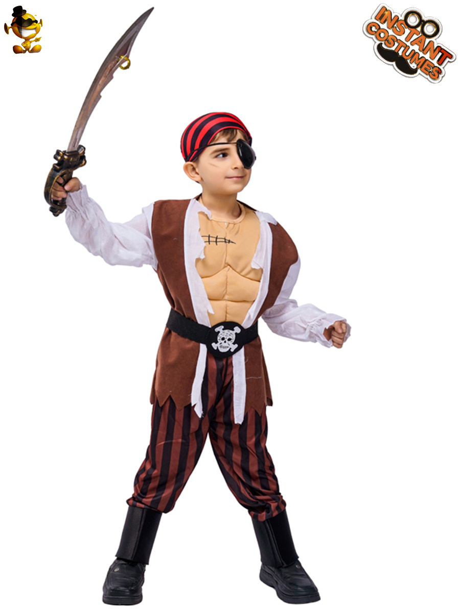 Halloween niño falso músculo algodón lleno pirata juego de rol partido traje etapa rendimiento distribución al por mayor
