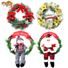 圣诞节装饰花环藤条藤圈花环圣诞老人花环门挂圣诞场景氛围装饰
