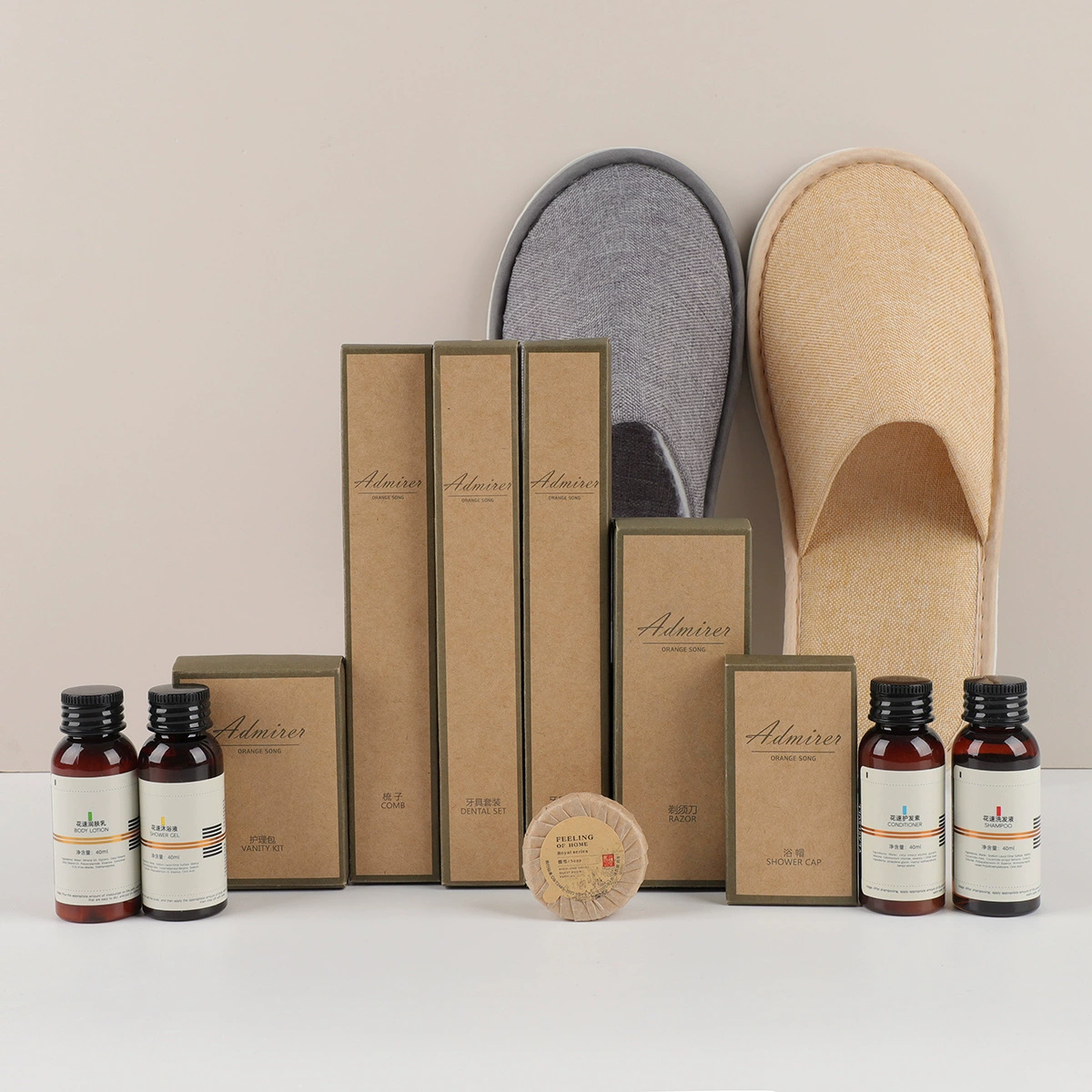 Гостиничные принадлежности, одноразовый шампунь для гостиниц и B&B, гель для душа, бритва, мыло, зубная щетка, расческа, шапочка для душа.