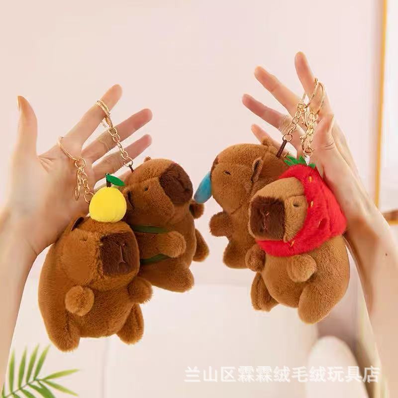 인터넷 연예인 플러시 카피바라 자동차 키 체인, 친구를위한 귀여운 창조적 인 카피바라 인형, 펜던트, 학교 가방 펜던트