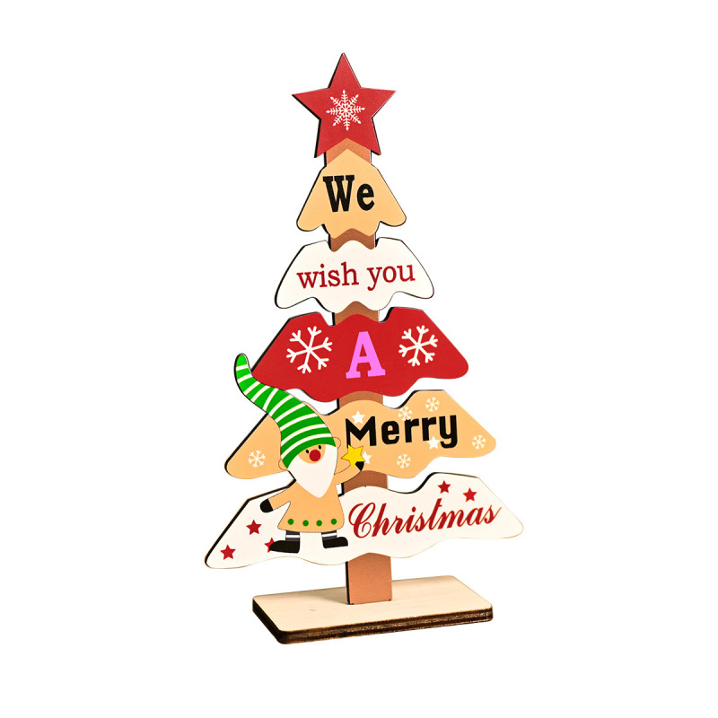 クロスボーダー新作クリスマス木製工芸品カラーアルファベット置物デスクトップクリエイティブプリントクリスマス装飾品|undefined