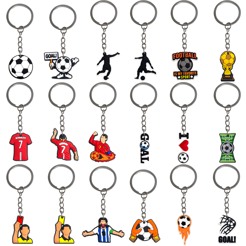 Keychain de fútbol DIY mochila colgante accesorios de llaver bolsas de PVC accesorios de bolsas de goma blanda temu