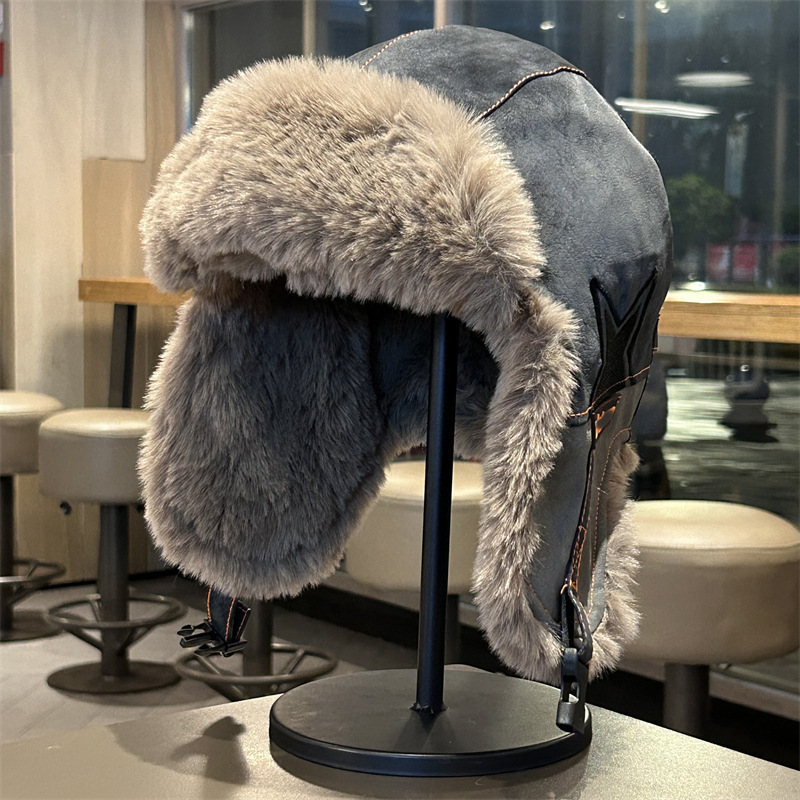 Y Hat Men's Winter Fleece-Lined Ear Protection Cotton Hat Women's 2025 New Men's Cold-Proof Hat Men's Warm Lei Feng Hat Cycling Hat