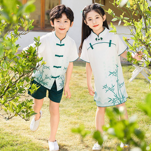 Children's Day Performance Suit 2024 Summer New Primary School Students Chinese Style Hanfu Suit Kindergarten Performance Suit