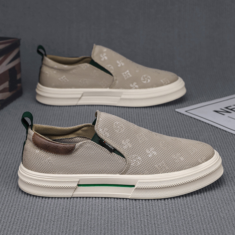 Zapatos de hombre en nombre del cabello, tendencia baja de primavera y verano, todo fósforo, zapatos blancos casuales al aire libre, cómodos y transpirables, zapatos perezosos