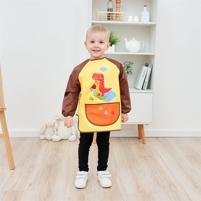 ダ Children's bib, cute breathable long-sleeve, with ties on the back, wholesale