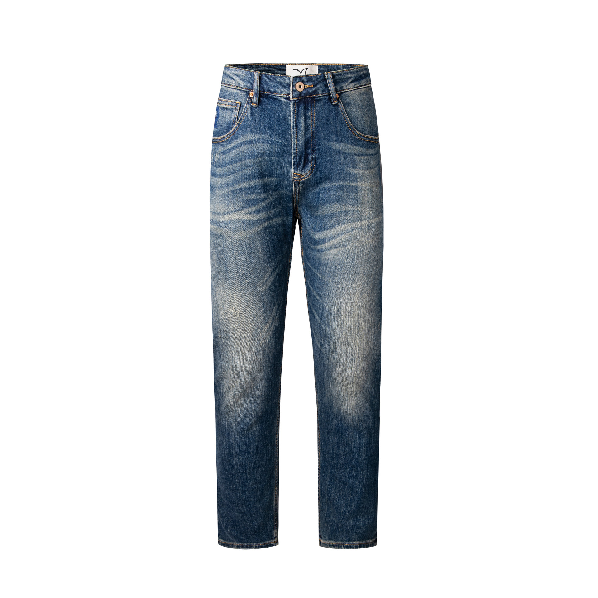 2025 nuevo nostálgico azul delgado pie pequeño de moda casual nuevo lavado de alta gama jeans de tendencia hombre 0368