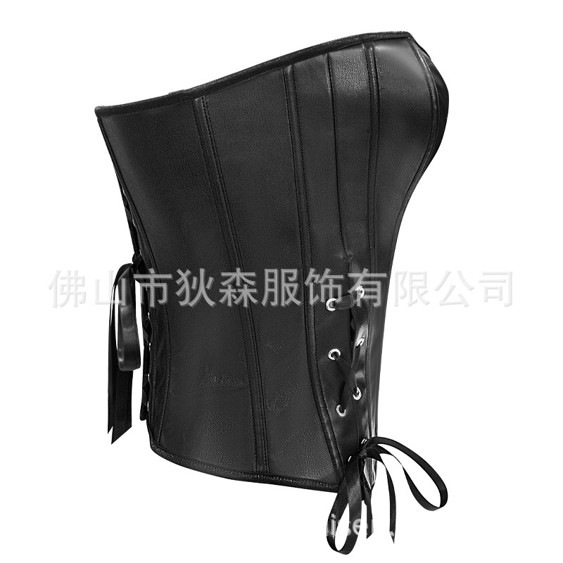 Corsé de corte corsé con cremallera de cuero de imitación para mujer