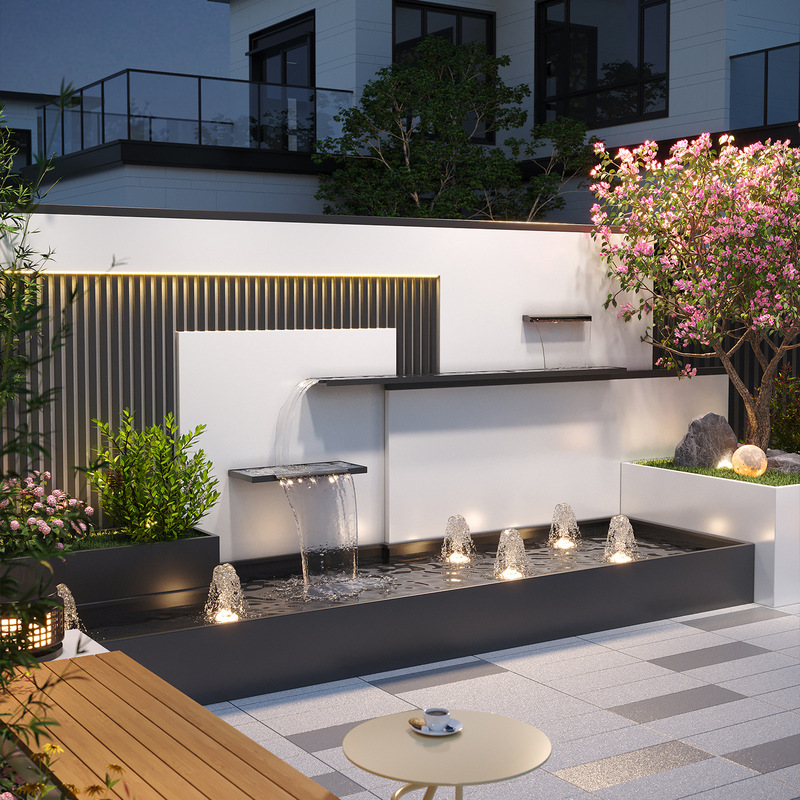 Outdoor Courtyard Stainless Steel Flowing Water Landscape Wall Metal Fish Pond Water Curtain Wall Screen Partition Garden Villa Landscape Landscaping Outdoor Courtyard Stainless Steel Flowing Water Landscape Wall Metal Fish Pond Water Curtain Wall Screen Partition Garden Villa Landscape Landscaping