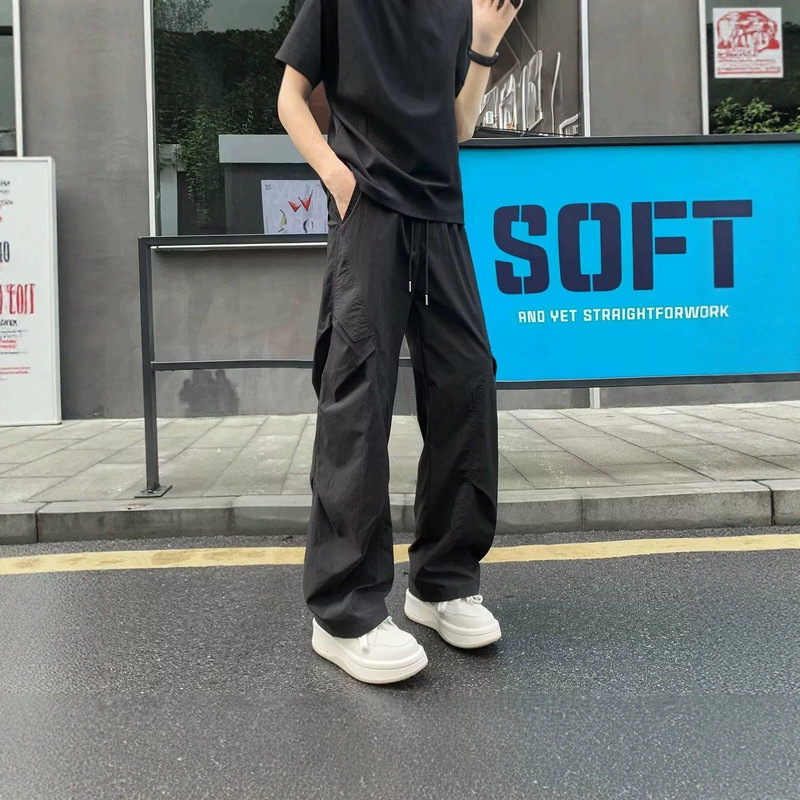 American High Street Style Pleated Trendy Straight-Leg Casual Pants for Men, Suitable for Spring, Autumn, and Winter, Loose Outdoor Workwear Pants, Quick-Dry Hiking Pants American High Street Style Pleated Trendy Straight-Leg Casual Pants for Men, Suitable for Spring, Autumn, and Winter, Loose Outdoor Workwear Pants, Quick-Dry Hiking Pants