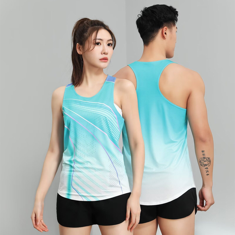新款田径训练服套装男女款跑步马拉松比赛队服短跑运动服上衣|undefined