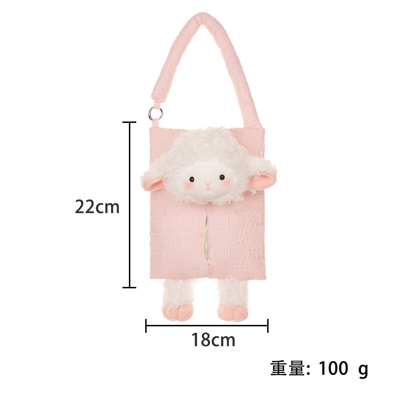 Car Tissue Box Cartoon Cute Little Sheep Hanging Type Car Seat Back Multifunctional Creative Car Interior Decoration Tissue Box