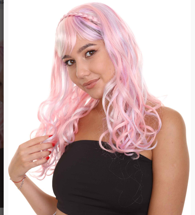 Newlook Perruca de Mujer| Rosa y púrpura negro pelucas transpirables sin capas