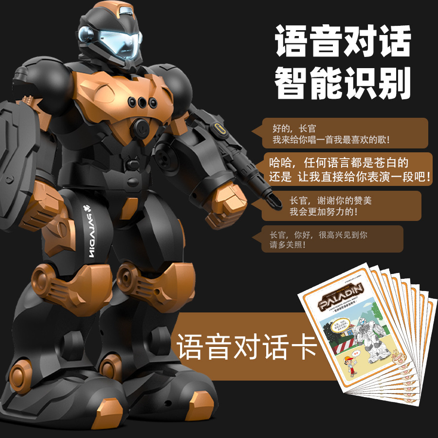 Robot programable de control remoto transfronterizo, 2.4G inalámbrico, con sensor de gestos, sonido y luz, comando de voz inteligente, modelo de juguete de policía.