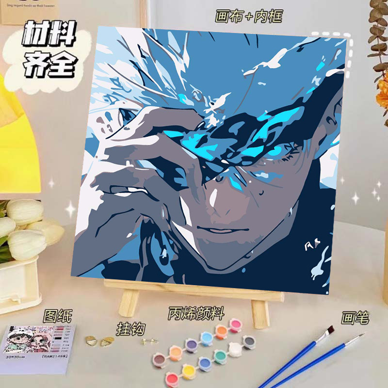 Pintura al óleo digital de bricolaje, dibujos animados para niños, pinturas para colorear hechas a mano, lindos puestos de animación curativos, comercio exterior transfronterizo