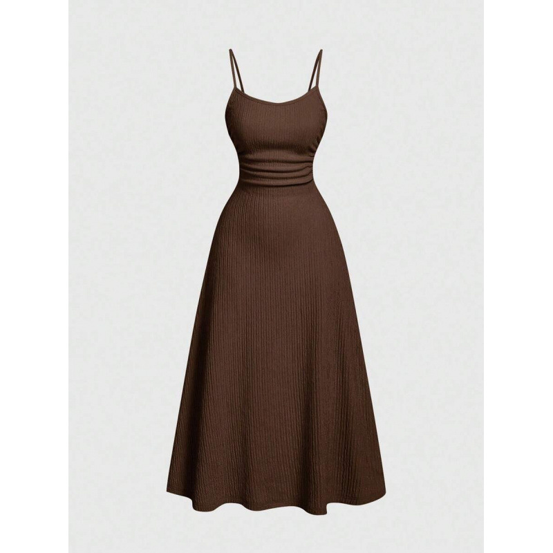 2025 comercio exterior mujeres vestidos 1pc damas romántico pliegue ajustable correa de hombro delgada vestido