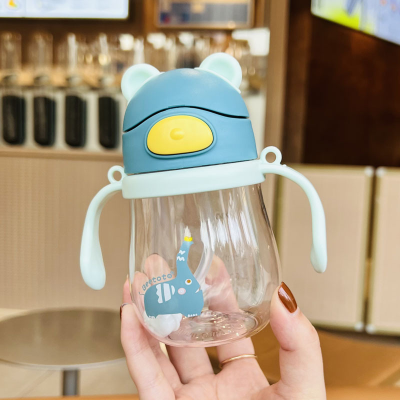 Taza de plástico para niños correa de Asa giratoria de doble uso taza de bebida para niños