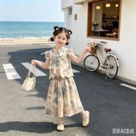 女童新中式套装夏季2026新款儿童国风上衣夏装女孩半身裙两件套潮