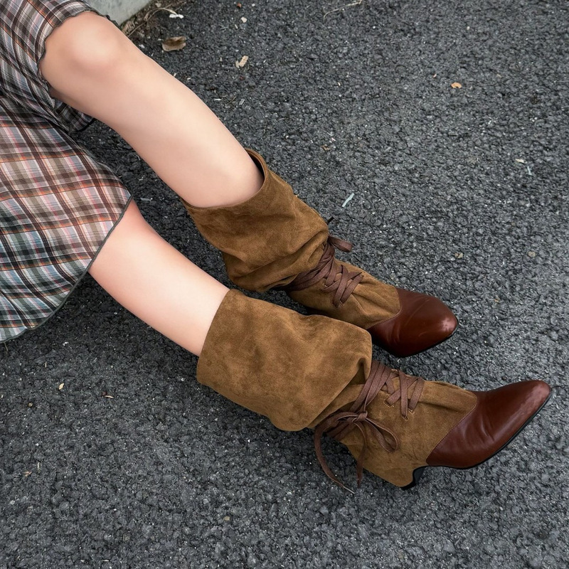 2026 Autumn and Winter Soft Leather Women's Shoes Niche Design High-Heeled Straight Fashion Boots Mid-Calf High-Tube Chunky Heel Women's Boots 2026 Autumn and Winter Soft Leather Women's Shoes Niche Design High-Heeled Straight Fashion Boots Mid-Calf High-Tube Chunky Heel Women's Boots
