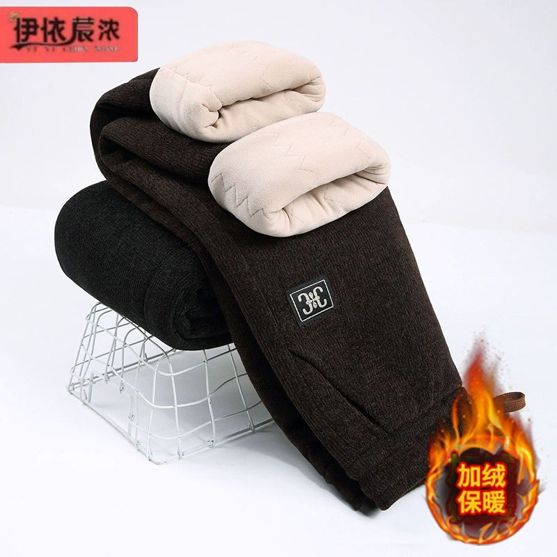 Mom зимние хлопковые брюки повседневные брюки 50-летние брюки среднего и пожилого возраста Женские брюки с эластичной талией прямые толстые брюки высокоэластичные брюки