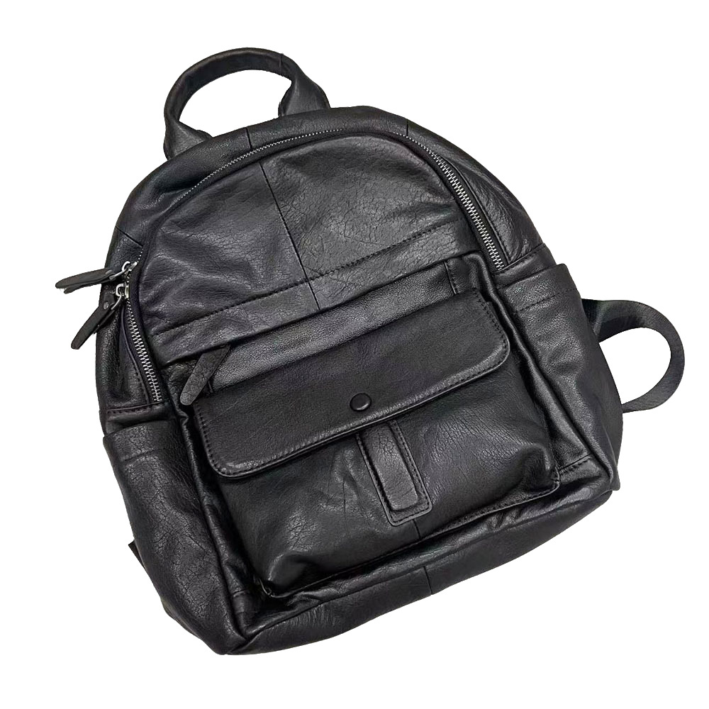Leather Backpack Women's Black Top Layer Cowhide Women's Backpack Versatile Soft Leather Women's Bag_voghion.com