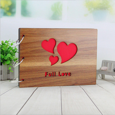 10寸木质相册可定制logo内置黑色纸手工diy相册 创意礼品 居家影