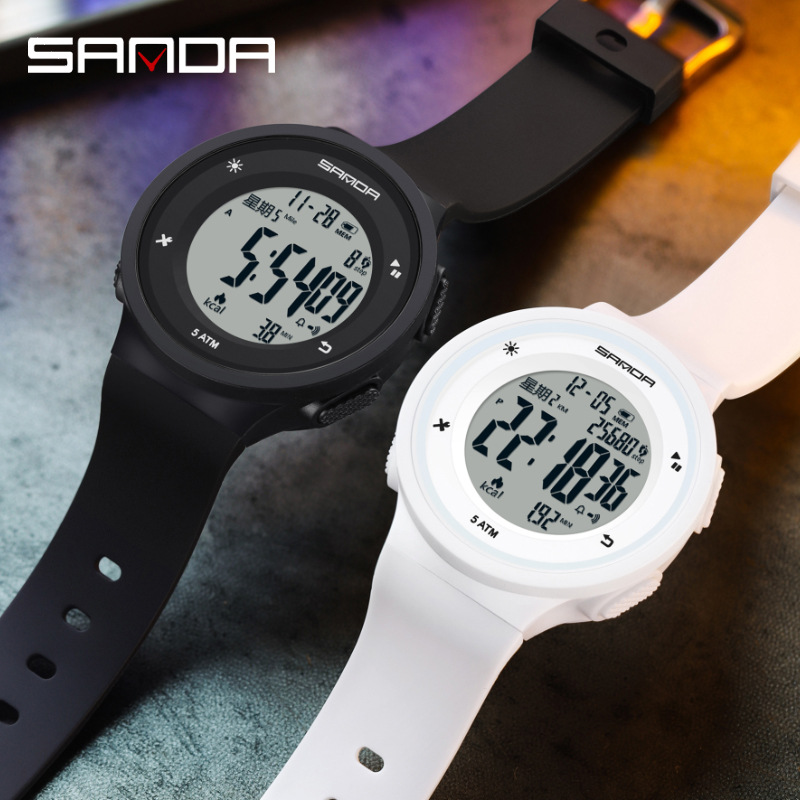 SANDA reloj medidor de calorías nocturna multifuncional impermeable al aire libre reloj electrónico de montaña