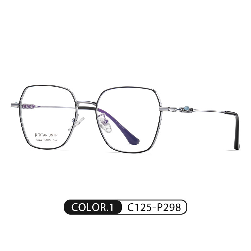 Spot nuevo soporte óptico de titanio ST6227 moda hombres y mujeres con el mismo estilo espejo plano con marco cuadrado IP galvanoplastia con marco grande miopía