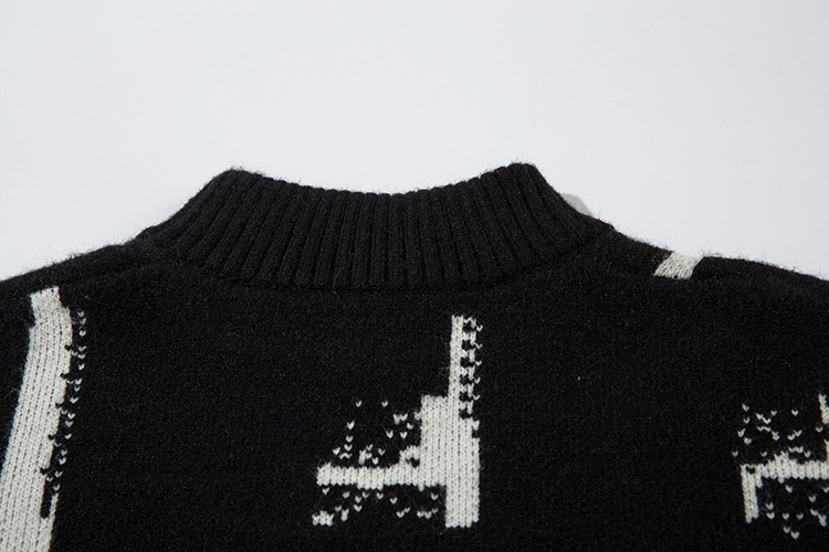 Herrenbekleidung Herbst und Winter Langarmpullover Street Trend Lockerer halboffener Kragen Trendige Strickoberteile für Herren und Damen_voghion.com