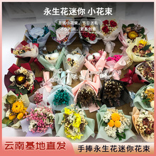迷你干花小花束满天星玫瑰diy伴手礼节日装饰mini车载永生花花束