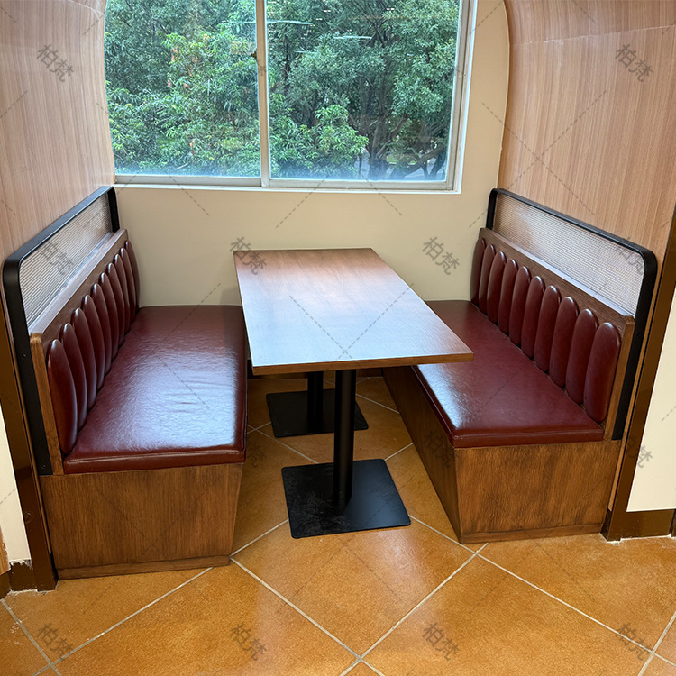 Personalizado asiento de tarjeta de comedor occidental sofá comedor contra la pared con pantalla de hardware de asiento de tarjeta de restaurante muebles de comedor comerciales