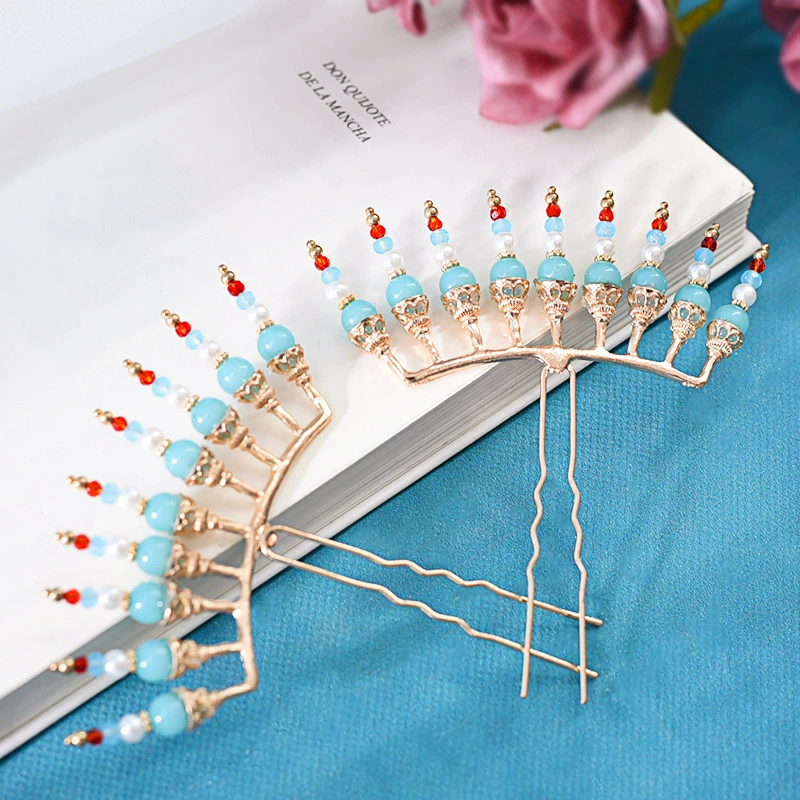 Головной убор Hanfu Женская перегородчатая шпилька Древние аксессуары для волос античный Жемчуг Шпилька без кисточек сказочная синяя шпилька