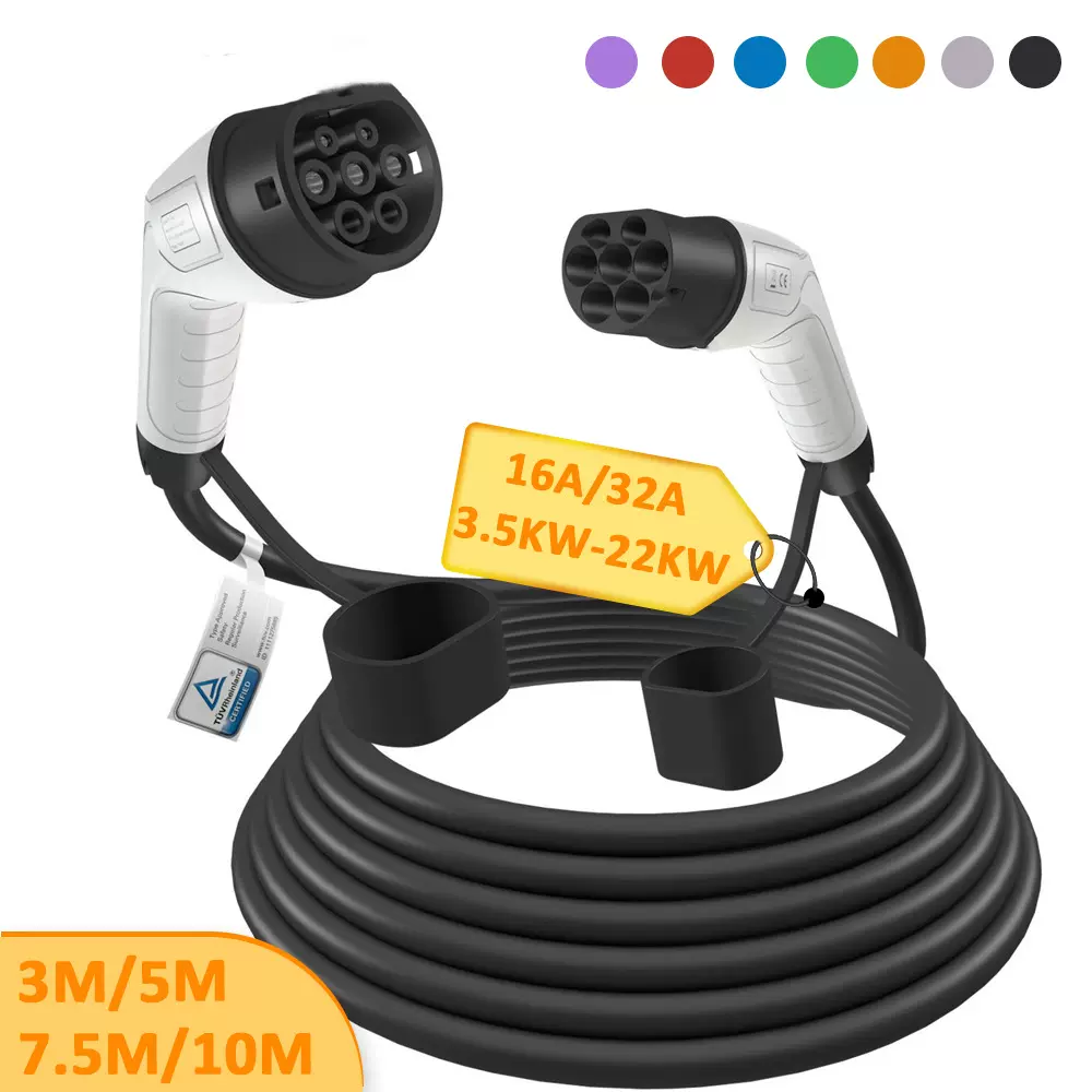 实力工厂新能源汽车Type2欧标双头枪便携式充电枪多色可选充电桩