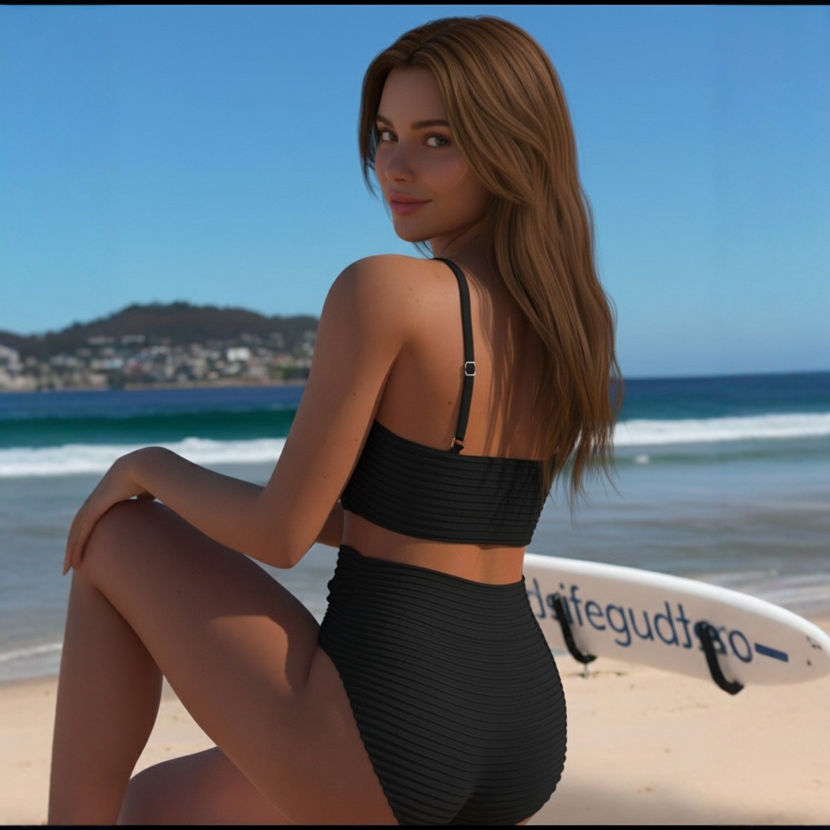 Einfarbiger, hochgeschnittener zweiteiliger Badeanzug, sexy Strandbikini, Damenbekleidung, Bademode_voghion.com