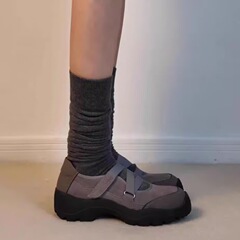 羊皮版~软皮复古厚底交叉带玛丽珍鞋女休闲运动鞋芭蕾舞单鞋