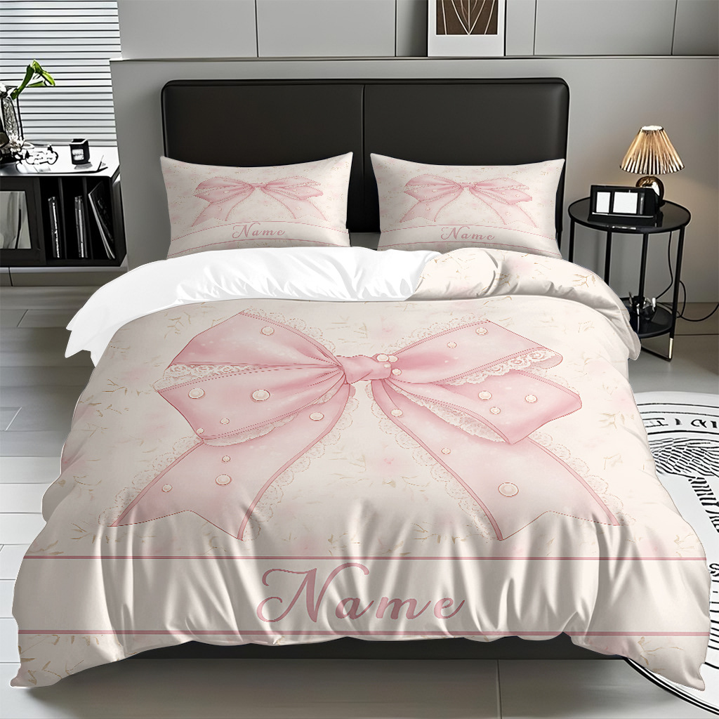 Ins Wind Pink Bow Digital Printed Colchón Set Pillow Cover Comercio electrónico transfronterizo preferido para adaptarse al modo JIT