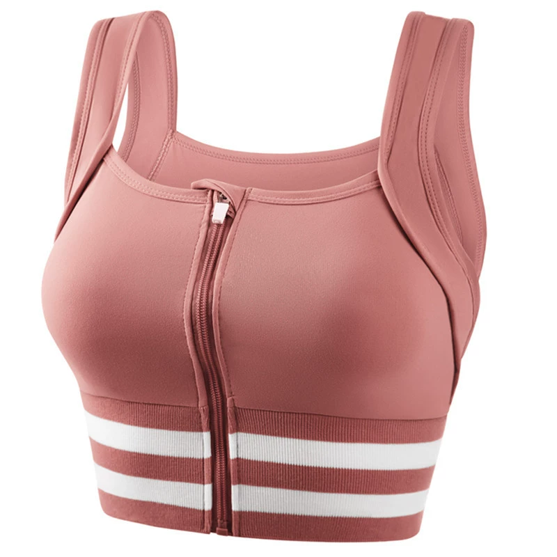 Sports bra, high strength yoga clothing, shockproof underwear with zipper, supporting push up bra for gym, vest, for running, beautiful back