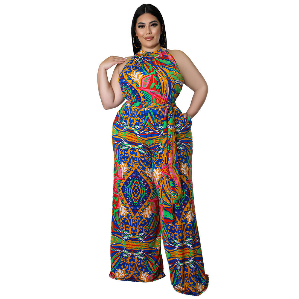 Women's Daily Vintage Style Color Block Full Length Printing Jumpsuits display picture 5