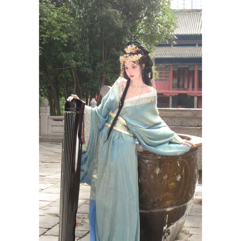 Original Hanfu for Women, Adult-Style Warring States Robe, Yu Ji Style with Large Sleeves and Straight Hem, Restored Ancient Style, Ethereal and Flowing Hanfu Set