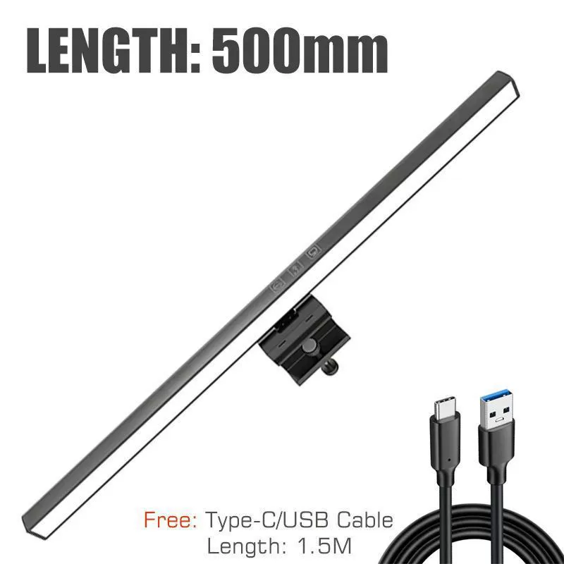 Eye-Care LED Desk Lamp for Monitors, 50cm Adjustable Screen Light for Computer and PC
