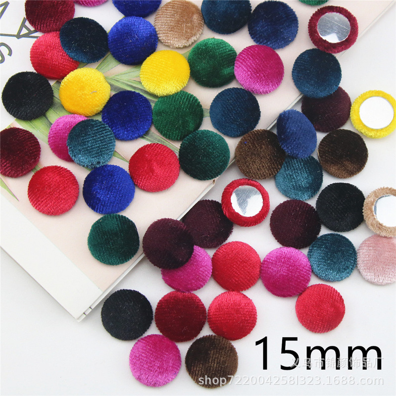 Korean Velvet Round Fabric Buttons, Flat Buttons, Colorful Jewelry Accessories, Earrings, Hair Accessories, Decorative Accessories 15mm Korean Velvet Round Fabric Buttons, Flat Buttons, Colorful Jewelry Accessories, Earrings, Hair Accessories, Decorative Accessories 15mm