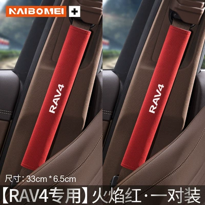 Seat belt shoulder pad | Toyota RAV4 car seat belt - rav4-suede-33cm-flame-red-shoulder-straps-pair