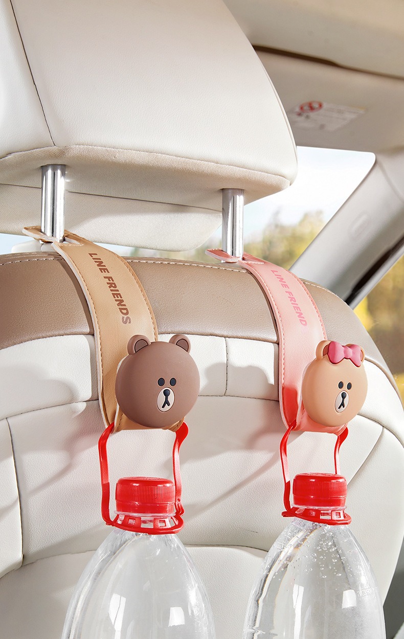 Brown Bear Foldable Car Hook for the Back of the Car Seat, Multifunctional Storage Rack for Car Accessories