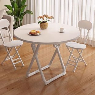 Folding Table Balcony White Small Round Table Household Small Apartment Simple Casual Dining Table Dormitory Table Rental Room Dining Table