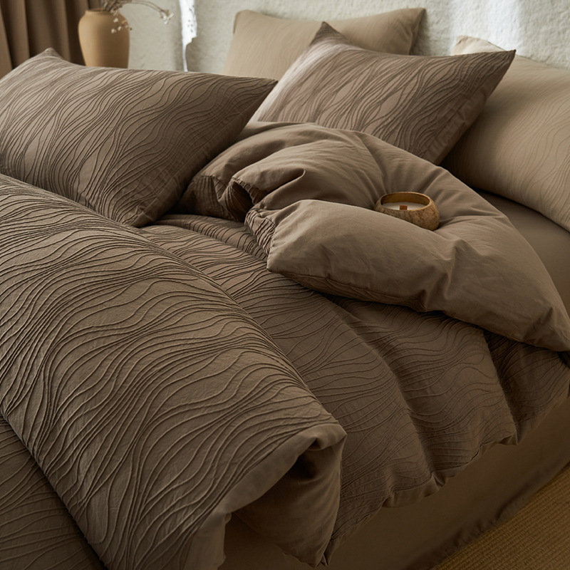 Class A cotton 100 cotton four-piece jacquard three-layer gauze quilt cover water-washed cotton bed sheet bedding Class A cotton 100 cotton four-piece jacquard three-layer gauze quilt cover water-washed cotton bed sheet bedding