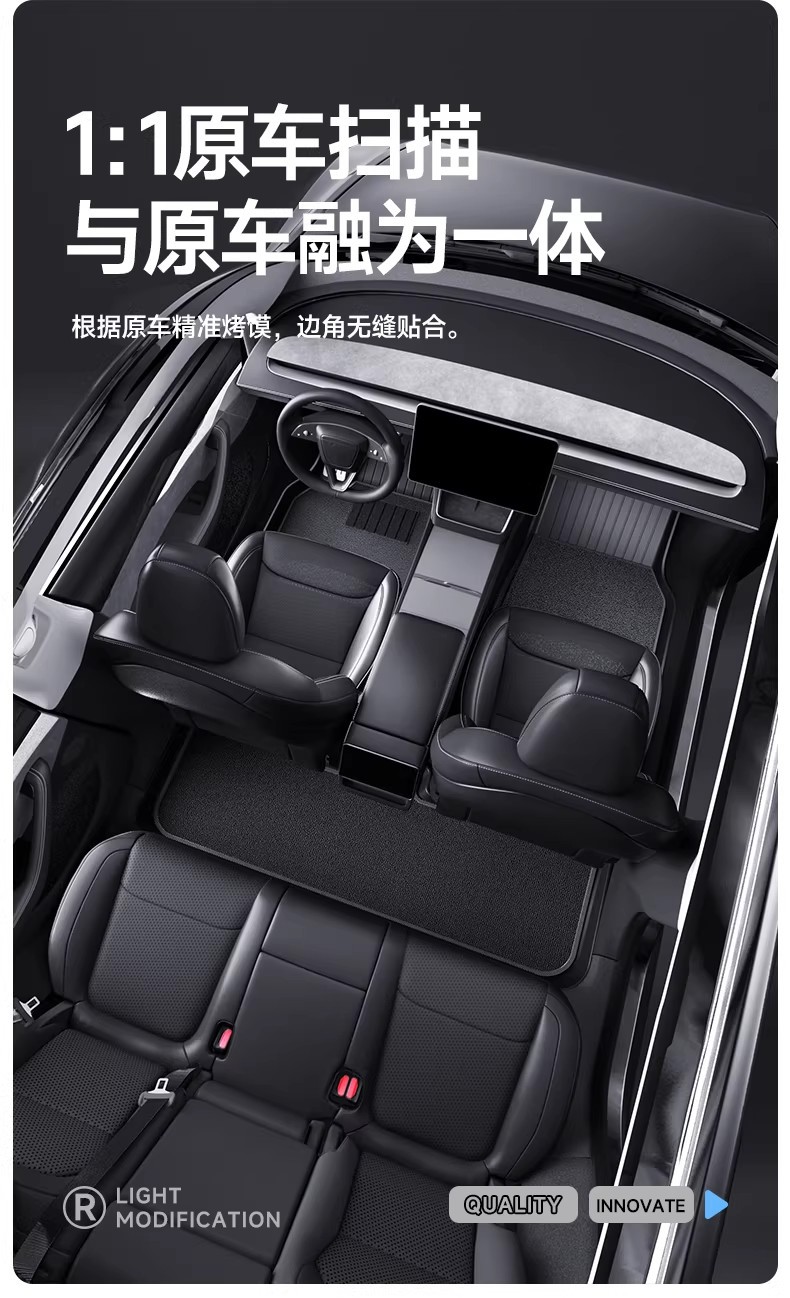 Suitable for the Updated Version of Model Y/Yl/3 Tesla, Full-Coverage Tpe Floor Mats, Official Website Tesla Accessories