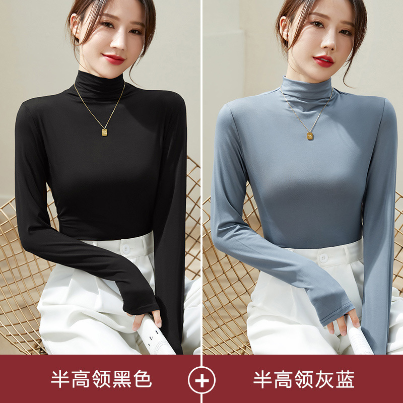 하프 터틀넥 블랙 + 하프 터틀넥 그레이 블루